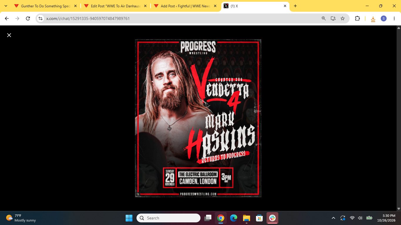 Mark Haskins regresa a PROGRESS Wrestling